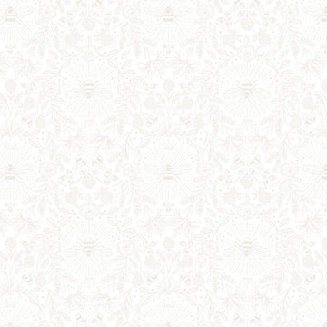 Tiny Tonals white on white Queen Bee tonal fabric yardage