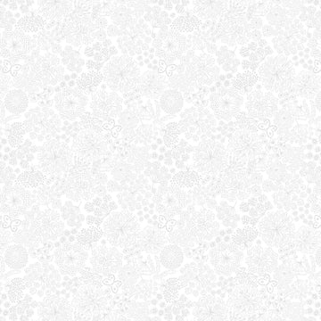 Tiny Tonals white on white Butterfly Floral tonal fabric yardage