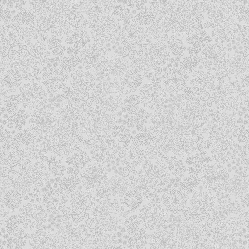 Tiny Tonals grey on grey Butterfly Floral tonal fabric yardage