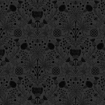 Tiny Tonals black on black Celtic Thistles tonal fabric yardage