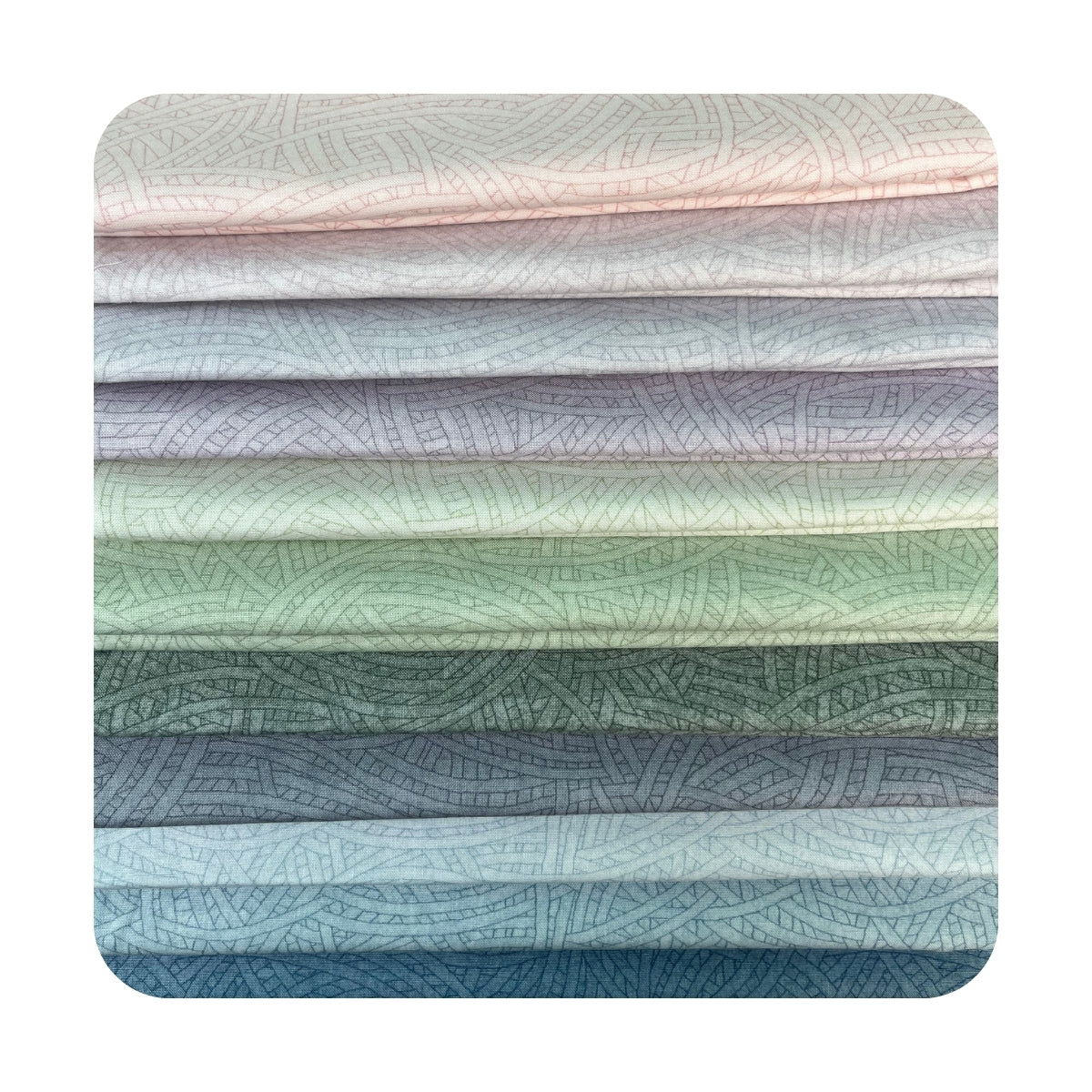 Tangled Pastel collection quilting cotton fabrics overhead view