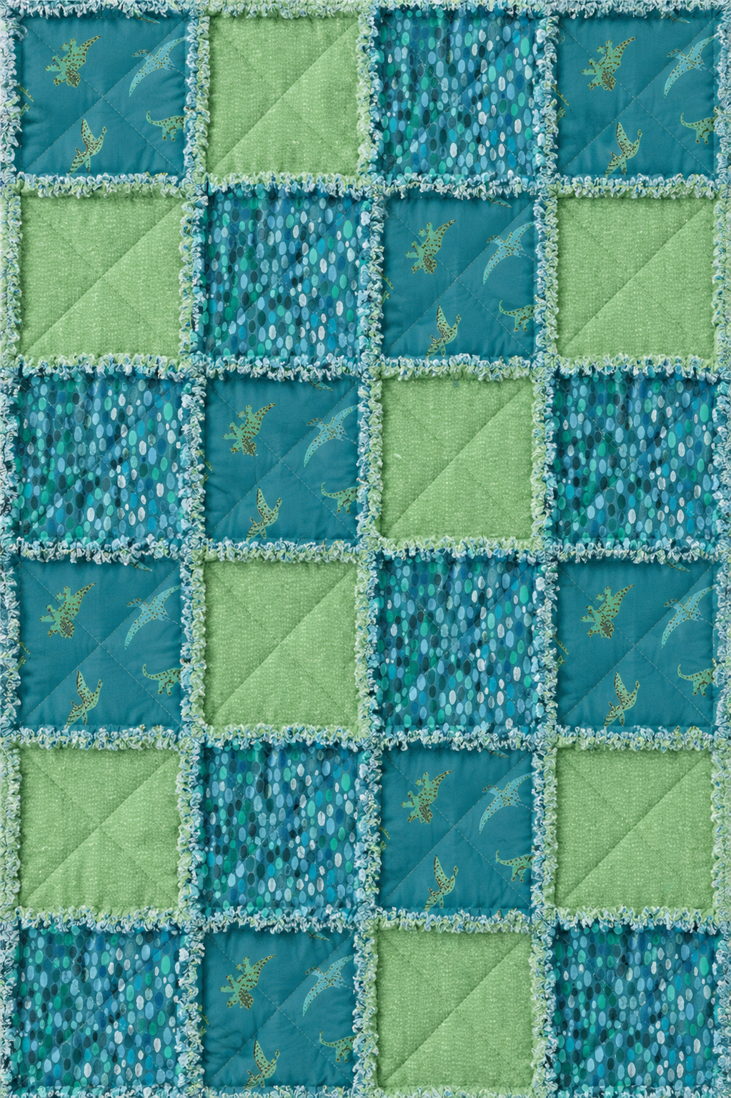 Tiny T-Rex rag quilt kit dinosaur baby quilt
