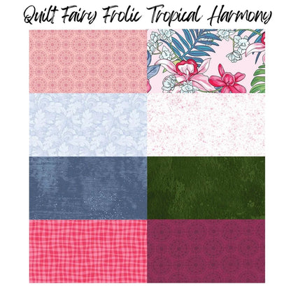 Quilt Fairy Frolic Tropical Harmony fabric swatches
