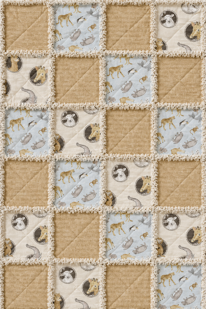 Two by Two rag quilt kit baby animal quilt