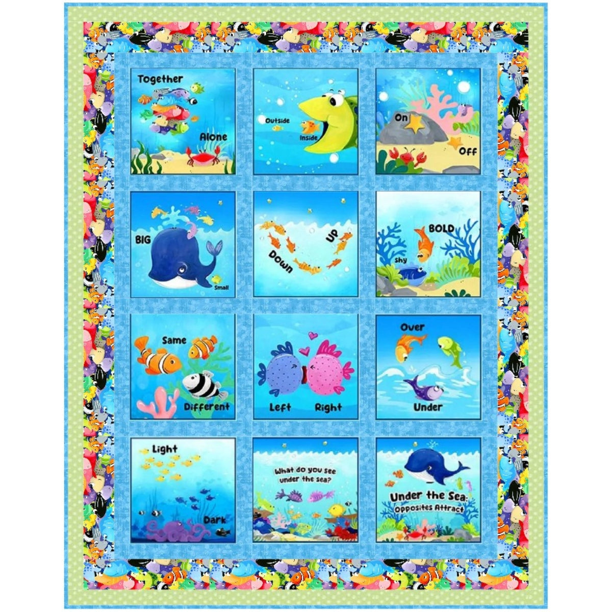 Under the Sea Storybook Quilt Kit featuring ocean-themed fabric panels for children