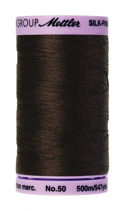 Mettler Cotton Silk Finish 50wt 500m Very Dark Brown