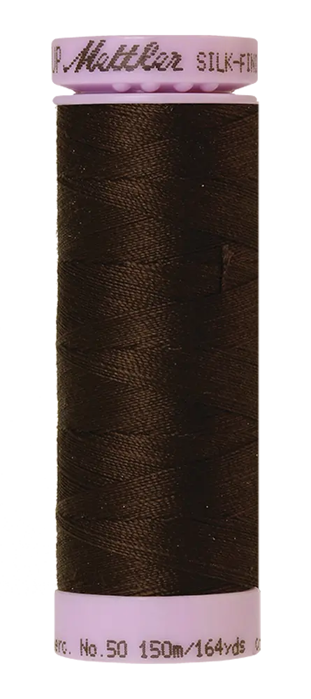 Mettler Cotton Silk Finish 50wt Very Dark Brown large spool quilting thread