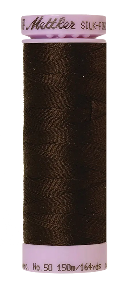 Mettler Cotton Silk Finish 50wt Very Dark Brown large spool quilting thread