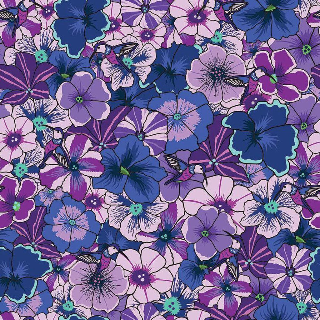 Botanic Blast Purple Pansies 108" Wide 3 Yard Quilt Fabric Back Pack - wide quilt backing fabric for longarm quilting