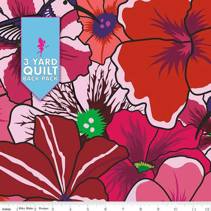 Botanic Blast Red Pansies 108" Wide 3 Yard Quilt Fabric Back Pack - image 1 - wide quilt backing fabric for longarm quilting