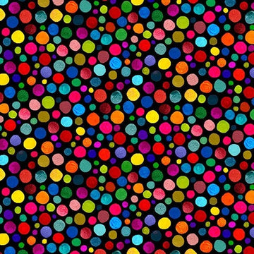 Colorful Polka Dot Black 108" Wide Quilt Backing Fabric