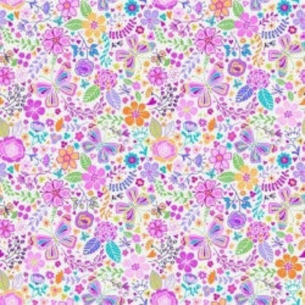 Enchanted Garden on Cream 108" Wide 3 Yard Quilt Fabric Back Pack