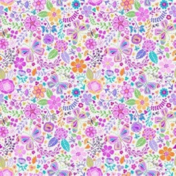 Enchanted Garden on Cream 108" Wide 3 Yard Quilt Fabric Back Pack