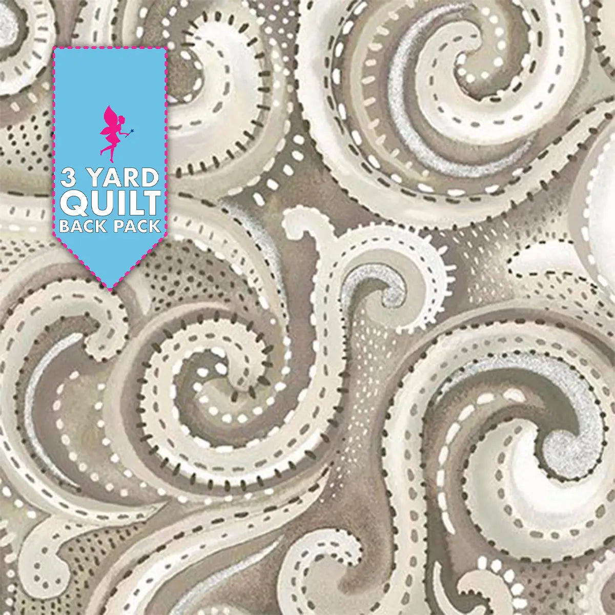 Whirlwind Biscuit Swirl 108" Wide 3 Yard Quilt Fabric Back Pack
