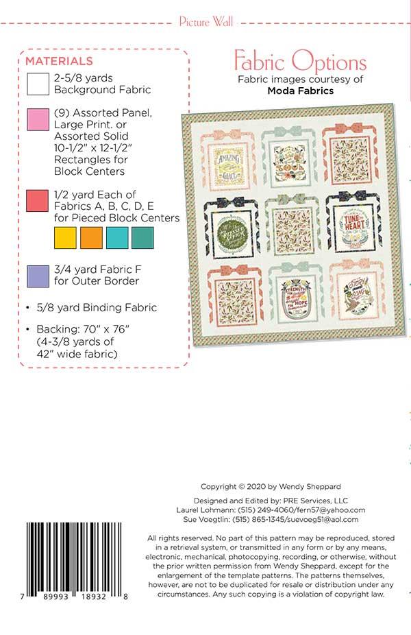 Picture Wall Quilt Pattern Back Image