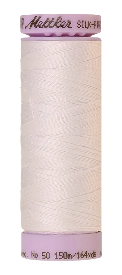 Mettler Cotton Silk Finish 50wt White large spool quilting thread