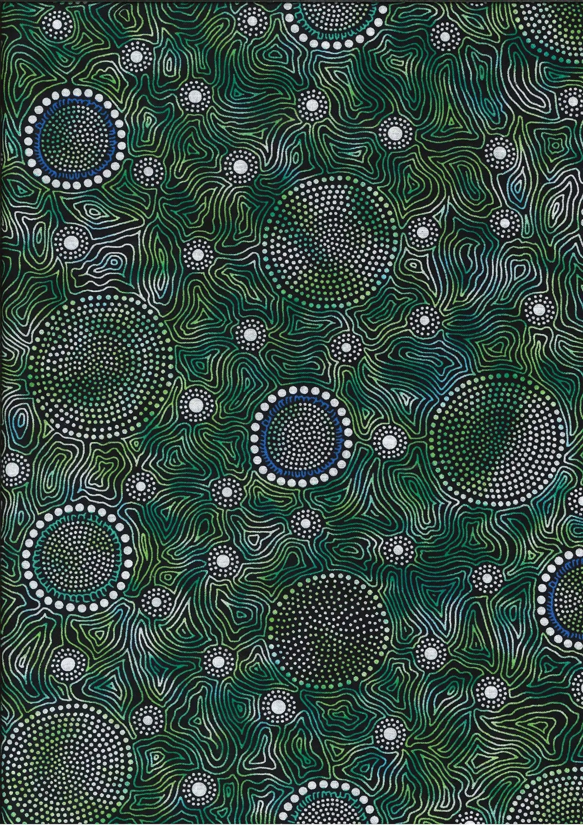 Wild Bush Flowers Dreaming Green Fabric Yardage
