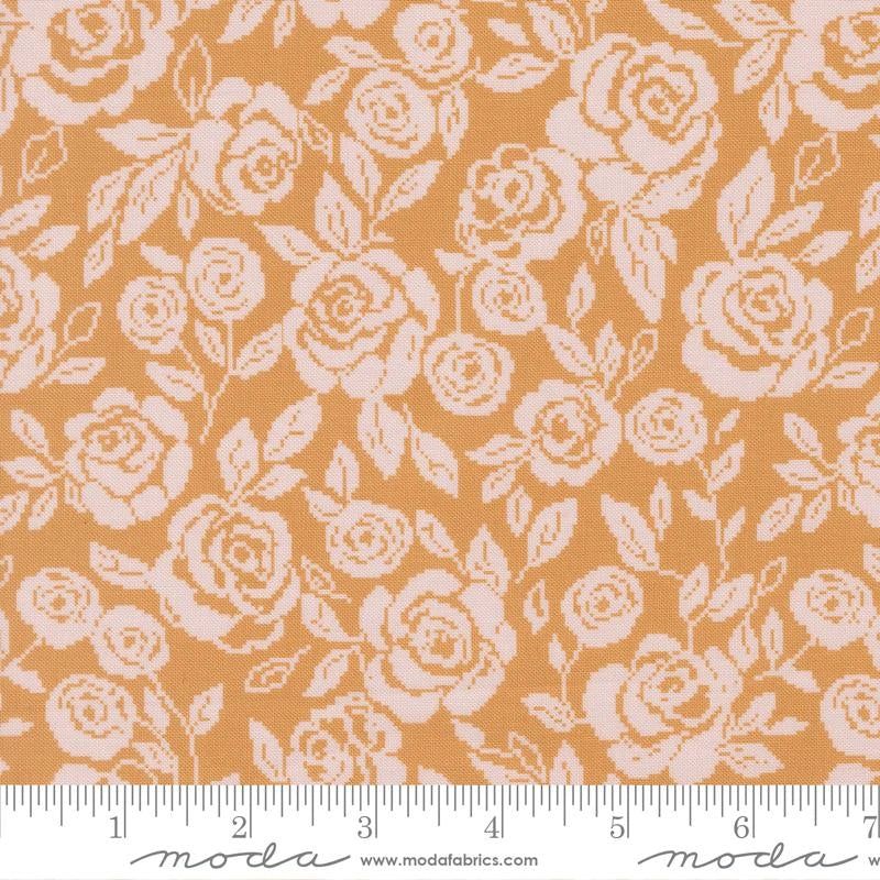 Wild Honey Gold Monofloral Rose Fabric Yardage