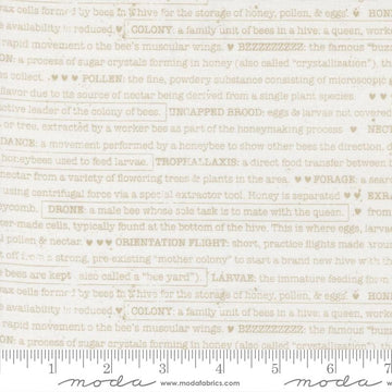 Wild Honey Natural Buzz Words Fabric Yardage