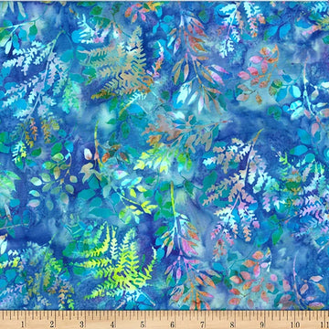 Electric Slide mermaid leafy branches batik cotton quilting fabric