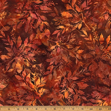 Cinnamon Spice adobe leafy batik cotton quilting fabric yardage
