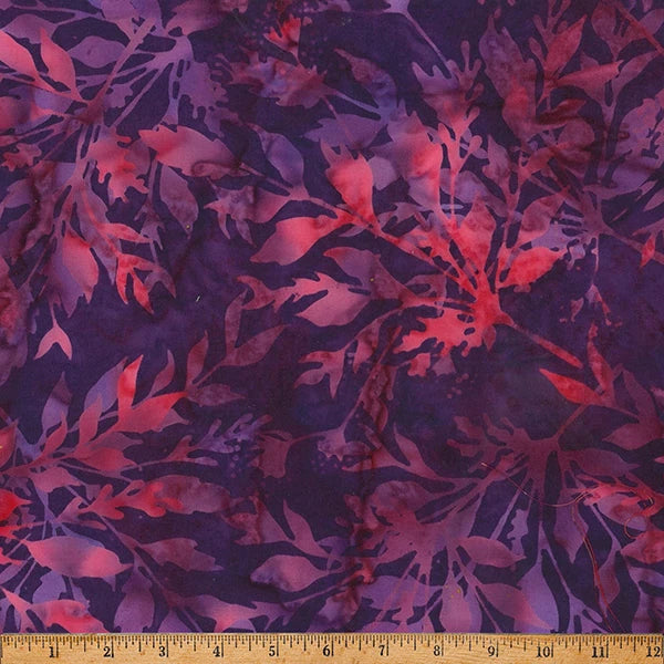 Tickled Pink jelly leafy batik cotton quilting fabric yardage