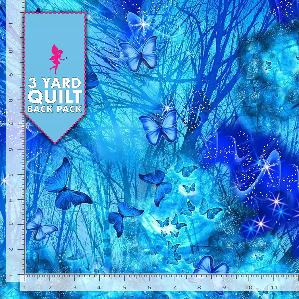Bright Night Butterflies Royalty 108" Wide Quilt Backing Fabric 3 Yard Quilt Fabric Back Pack