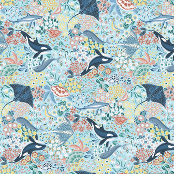 Bitty Back Pack Vitamin Sea Blue 40" x 108" Wide Quilt Fabric - wide quilt backing fabric for longarm quilting