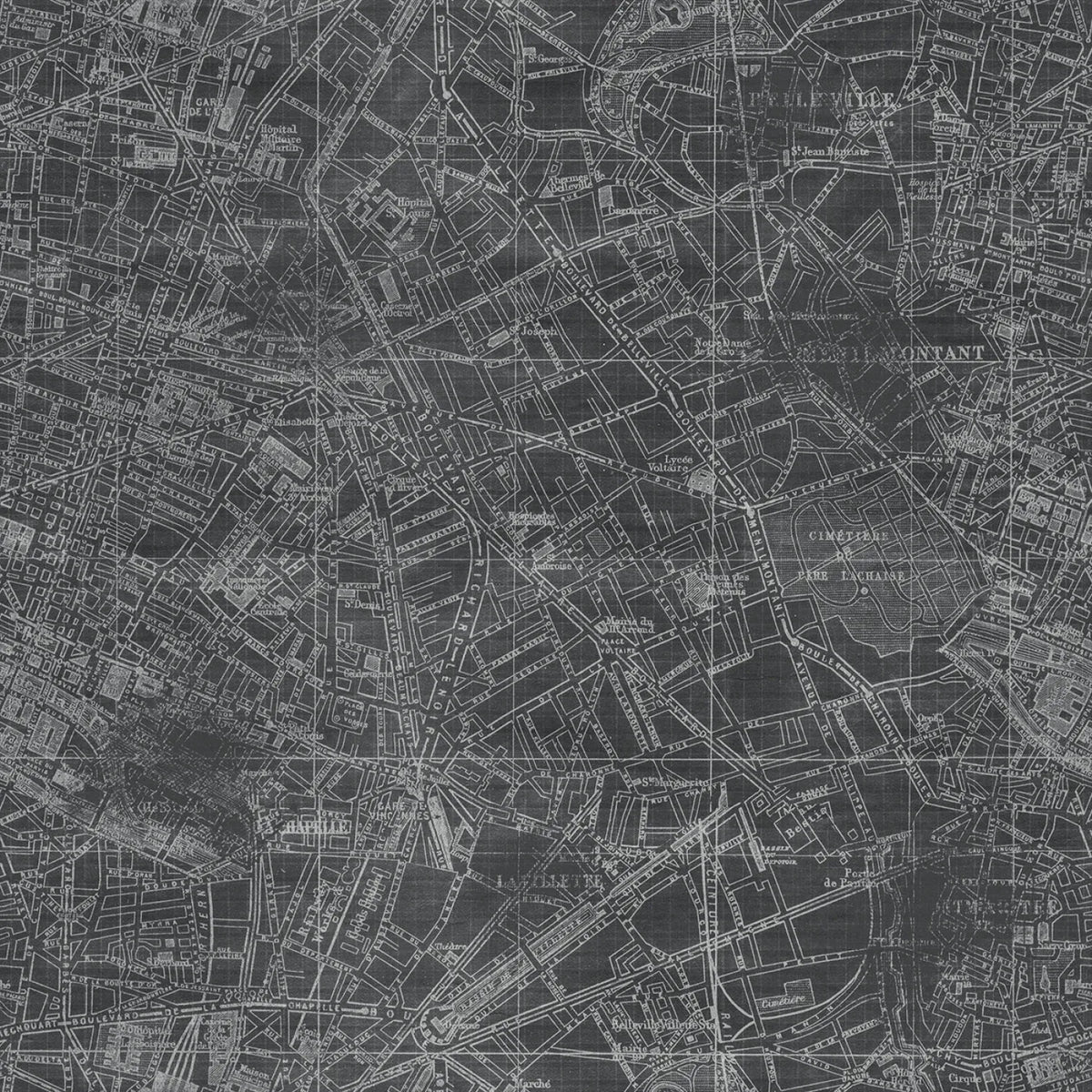 Dark Gray Digital Streets Yardage