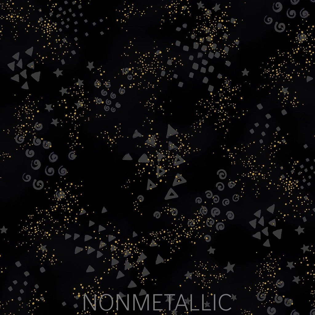Glitter Dark Gray Gold Metallic 108 inch wide quilt backing fabric