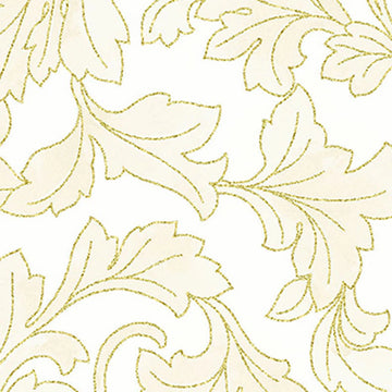 Christmas Wish Natural Gold Leaves Fabric Yardage - quilt fabric for sewing and quilting projects