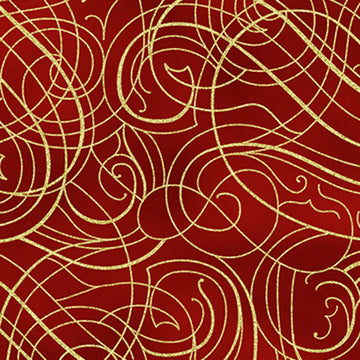 Christmas Wish Scarlet Gold Scroll Fabric Yardage - quilt fabric for sewing and quilting projects