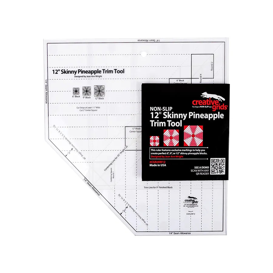 Creative Grids Quilt Ruler 12in Skinny Pineapple Trim Tool - image 2 - quilting ruler for precision cutting