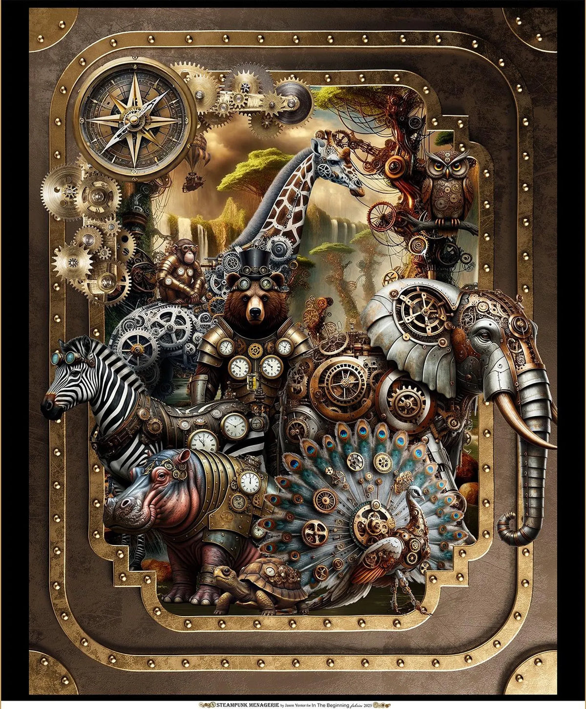 Steampunk Menagerie Quilt Kit - image 2 - complete quilt kit with fabric and instructions