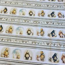 Bear Hugs Flannel Border Stripe quilting fabric by QT Fabrics
