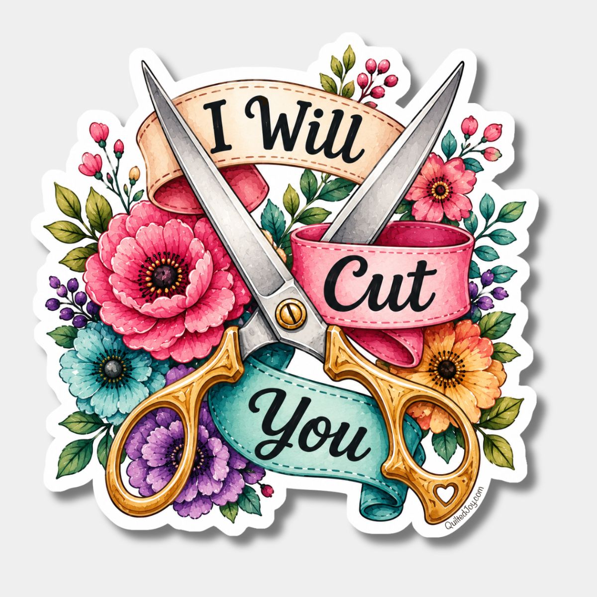 I Will Cut You Floral Sticker by Checker Distributor