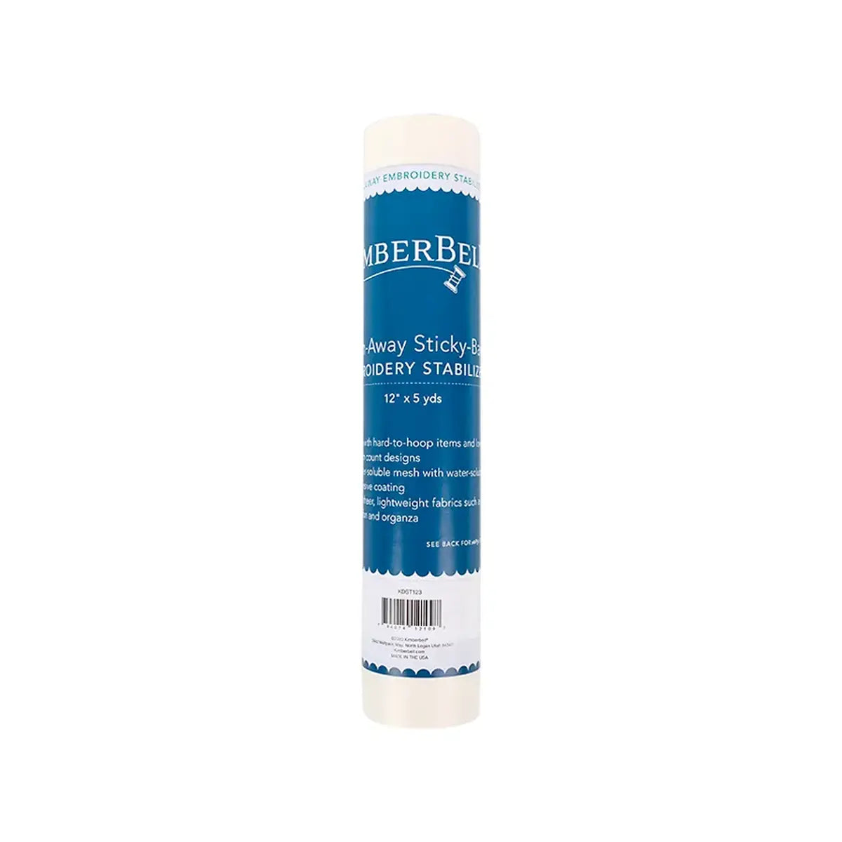 Kimberbell Wash-Away Sticky-Back Embroidery Stabilizer 12in x 5yds