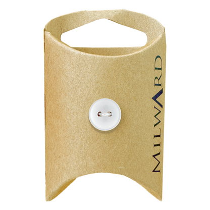 Milward Green Carded White 12mm 2-Hole basic polyester button