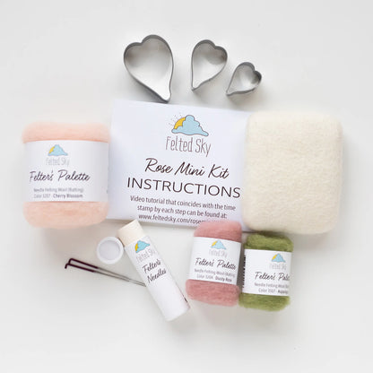 Pink Rose Mini Needle Felting Kit