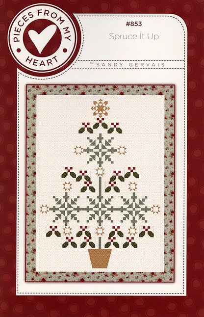 Spruce It Up Quilt Pattern by Riley Blake - geometric Christmas tree quilt pattern front cover