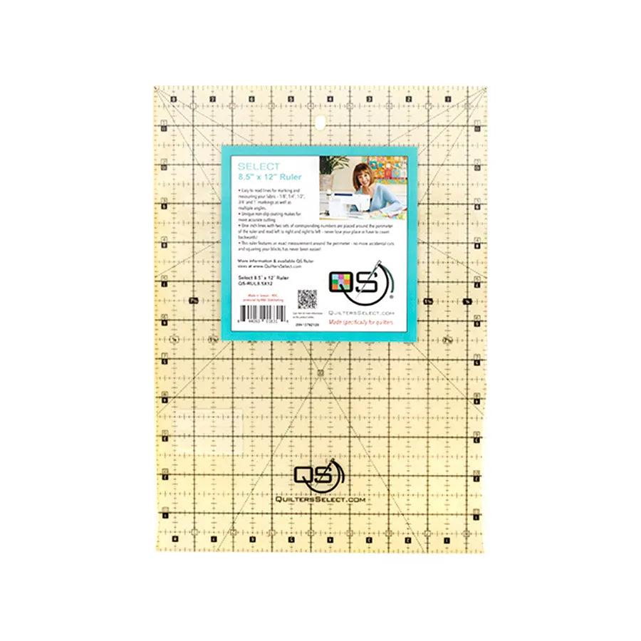 Quilters Select Non-Slip Ruler 8-1/2in x 12in - image 2 - quilting ruler for precision cutting