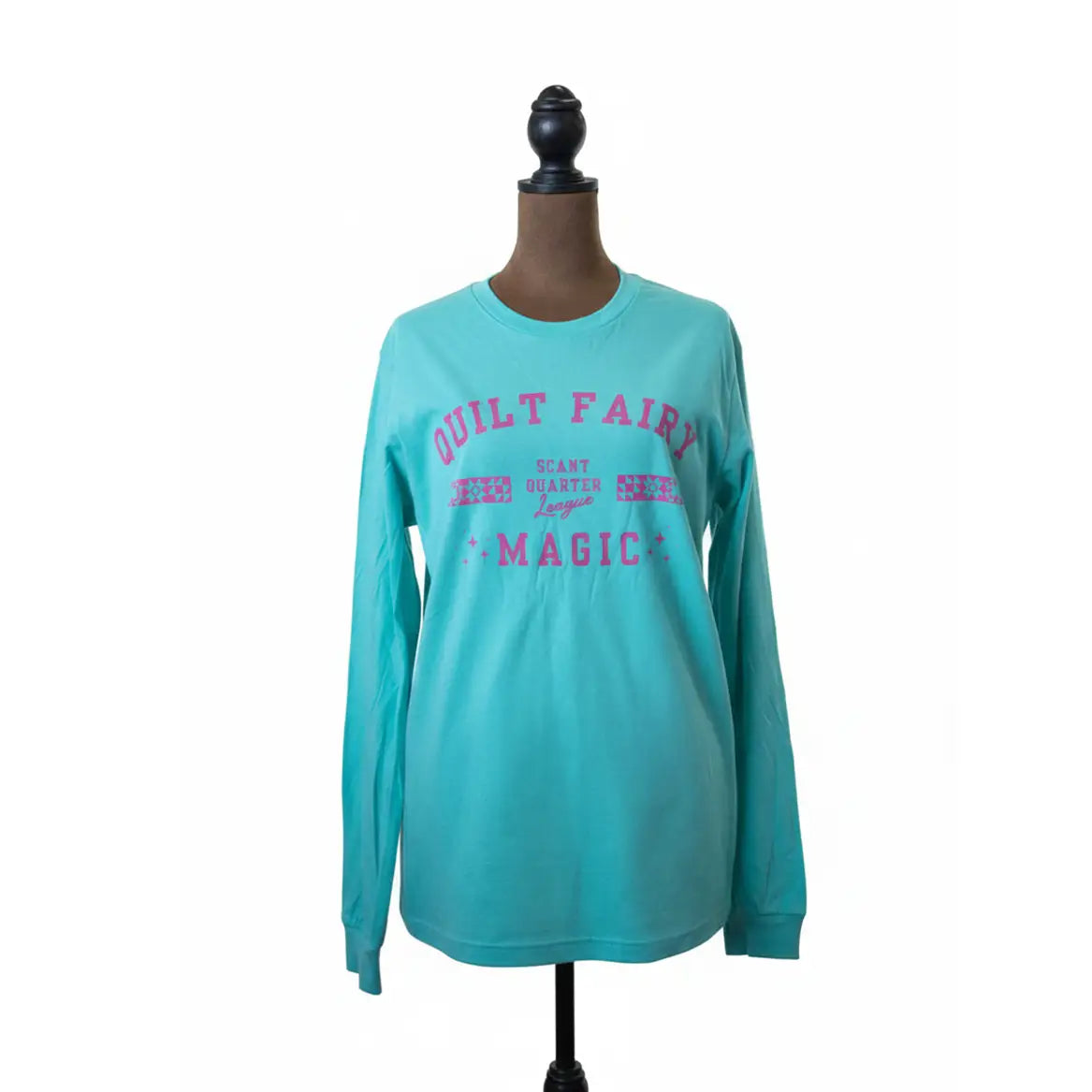 Scant Quarter League Teal Long Sleeve V-Neck T-Shirt - image 2 - quilting supply from Quilted Joy
