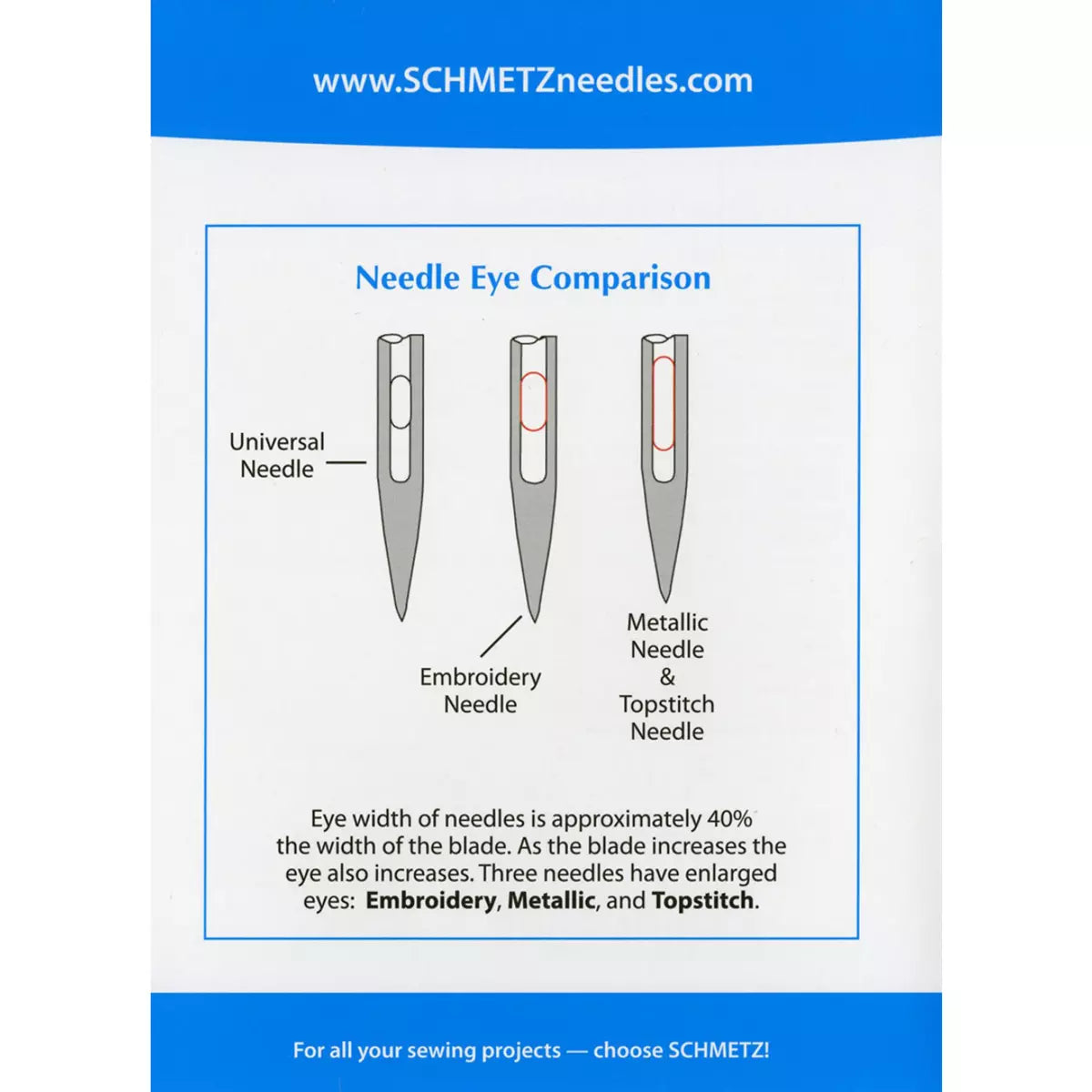 Sew Schmetz Tri-fold Needle Brochure