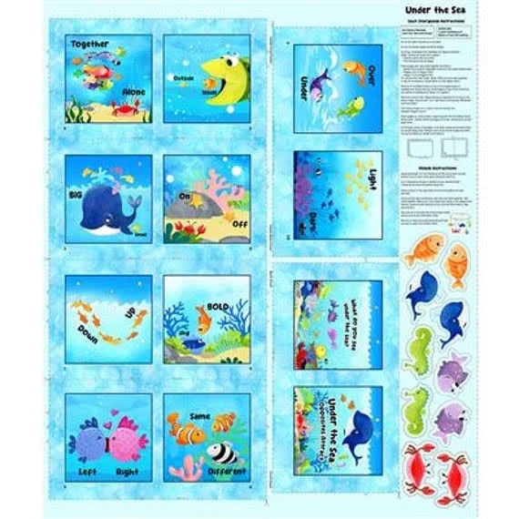 Under the Sea Book Panel with Bonus Animal Stuffies for Mobile - image 1 - quilt fabric panel for quilting projects