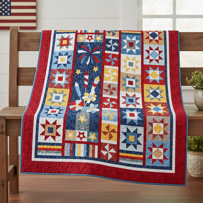 Spangled Blooms Quilt - Americana Setting