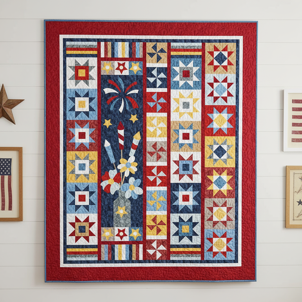 Spangled Blooms Quilt - Wall Hanging