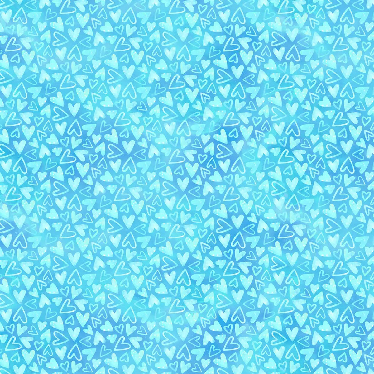 Sparkle Magic Blue Hearts Fabric Yardage