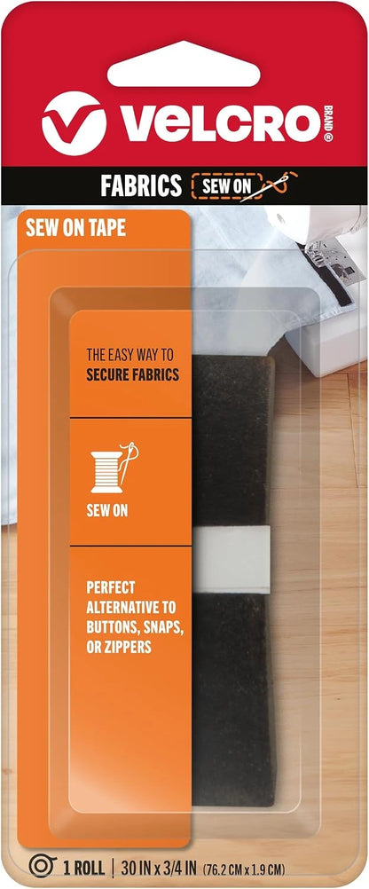 VELCRO Brand black sew-on tape strip 3/4 inch regular duty