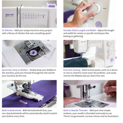 Baby Lock Zeal Sewing Machine: PRE-LOVED - image 2 - Baby Lock sewing machine or accessory