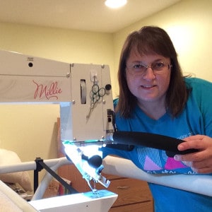 Liz with "Frankie" - quiltedjoy.live